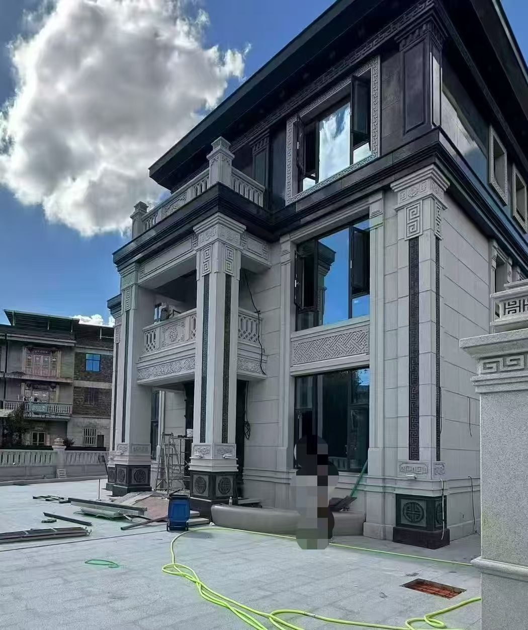 北京 别墅干挂，芝麻白与芝麻黑完美配合